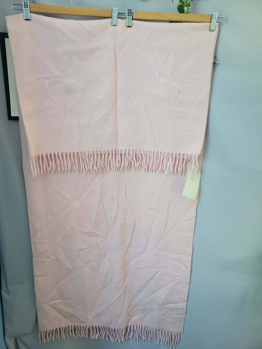 NEW Alicia Adams Alpaca Wool Fringe Patmos Throw Scarf Light Pink